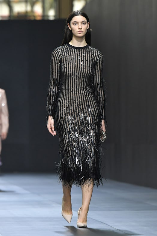 A model walks the runway during the Valentino Womenswear Spring/Summer 2023 show as part of Paris Fa...