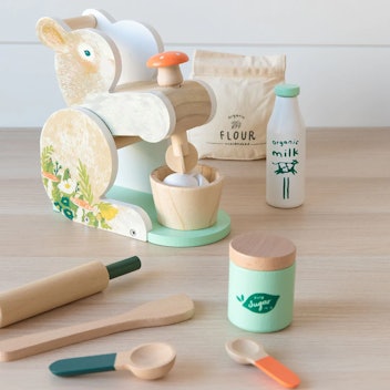 Wooden bunny themed play baking set