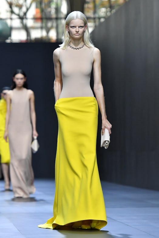 A model walks the runway during the Valentino Womenswear Spring/Summer 2023 show as part of Paris Fa...