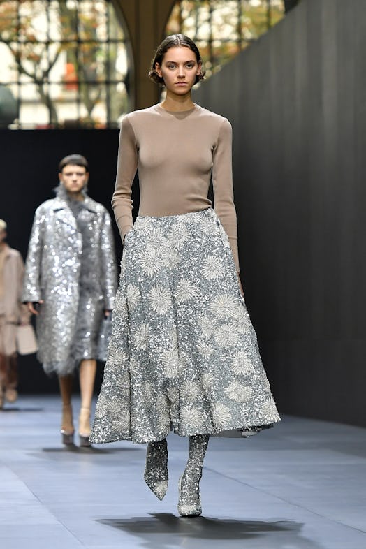 A model walks the runway during the Valentino Womenswear Spring/Summer 2023 show as part of Paris Fa...