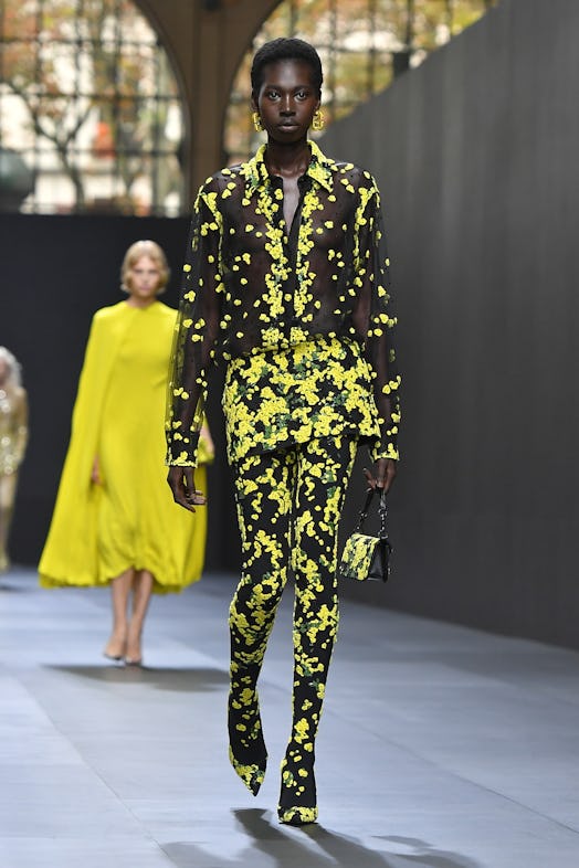 A model walks the runway during the Valentino Womenswear Spring/Summer 2023 show as part of Paris Fa...