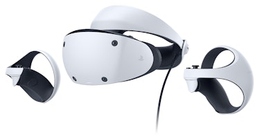 The PSVR 2 headset and controllers.