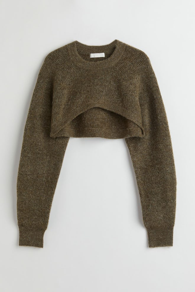 H&M dark green short sweater