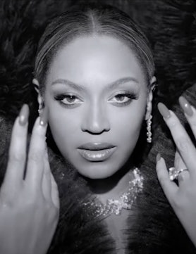 Beyoncé holding up her hands in a black-and-white video ad for Tiffany & Co.
