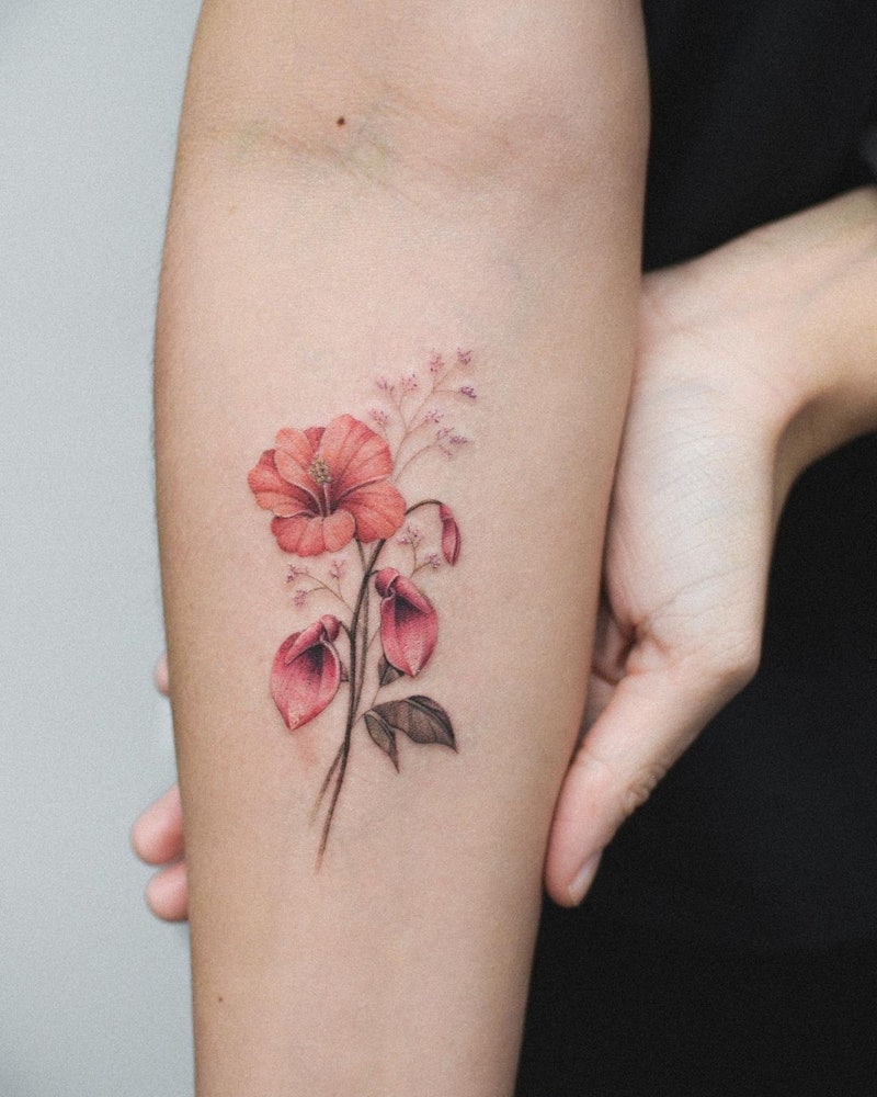 tropical flower tattoos for men