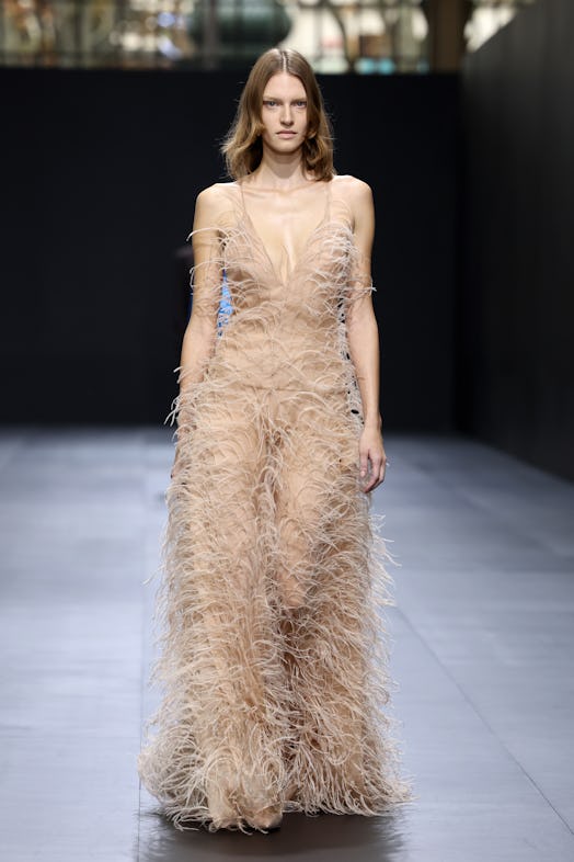 A model walks the runway during the Valentino Womenswear Spring/Summer 2023 show as part of Paris Fa...