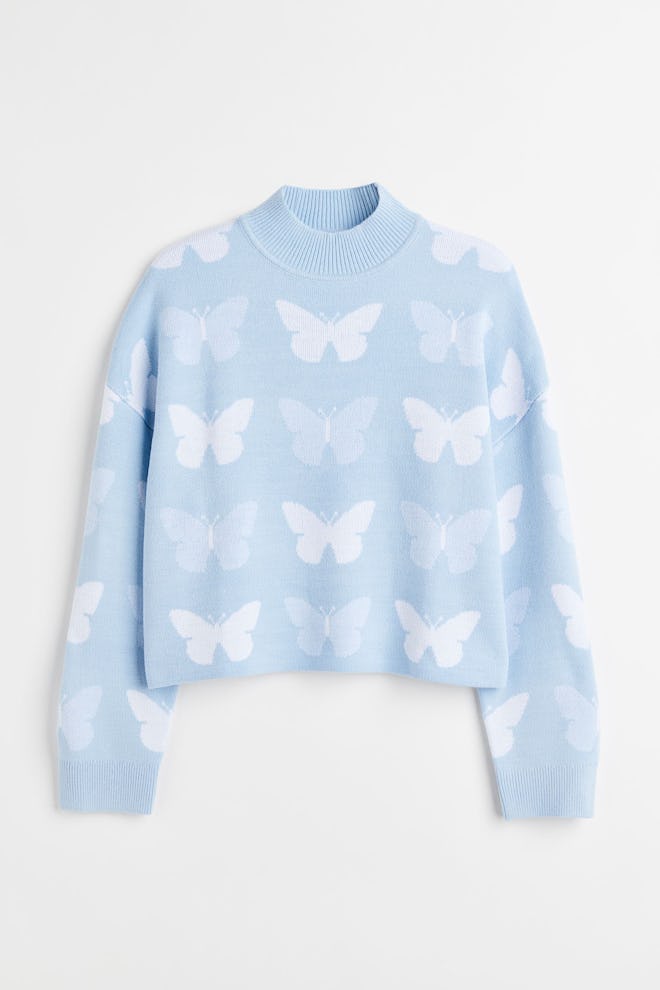 H&M blue butterfly sweater