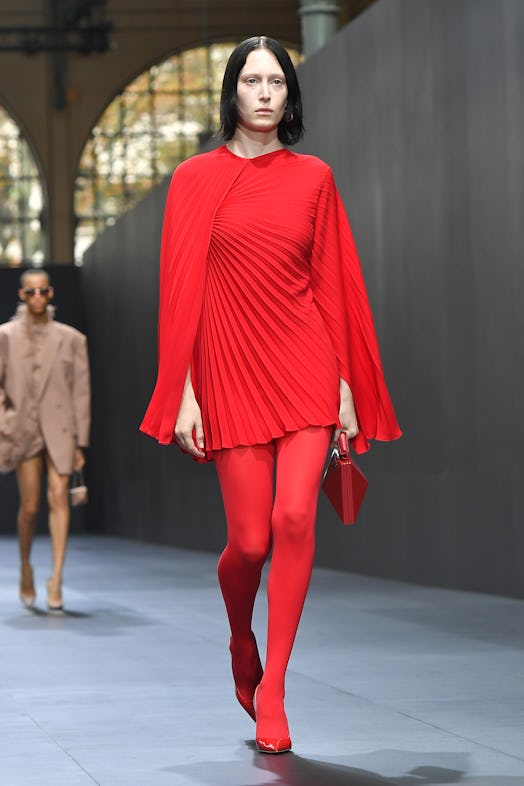 A model walks the runway during the Valentino Womenswear Spring/Summer 2023 show as part of Paris Fa...