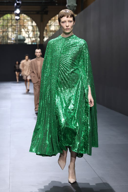 A model walks the runway during the Valentino Womenswear Spring/Summer 2023 show as part of Paris Fa...