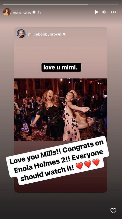 Mariah Carey responds to Millie Bobby Brown&rsquo;s Instagram story showing the friends at the New York &lsquo;E&hellip;