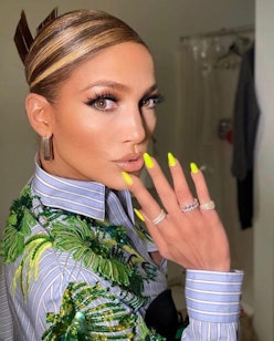 Jennifer Lopez neon nails by Tom Bachik