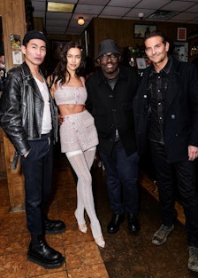 Irina and Bradley at Self Portrait’s private party in New York City, stopping to take photos with th...