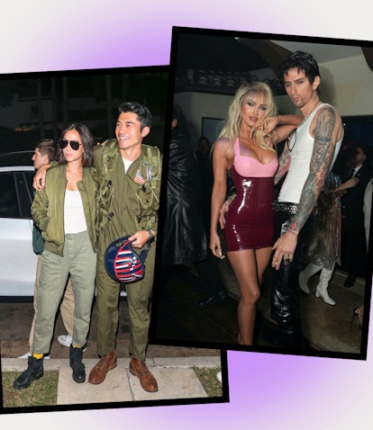 Two celebrity couples in their Halloween costumes.