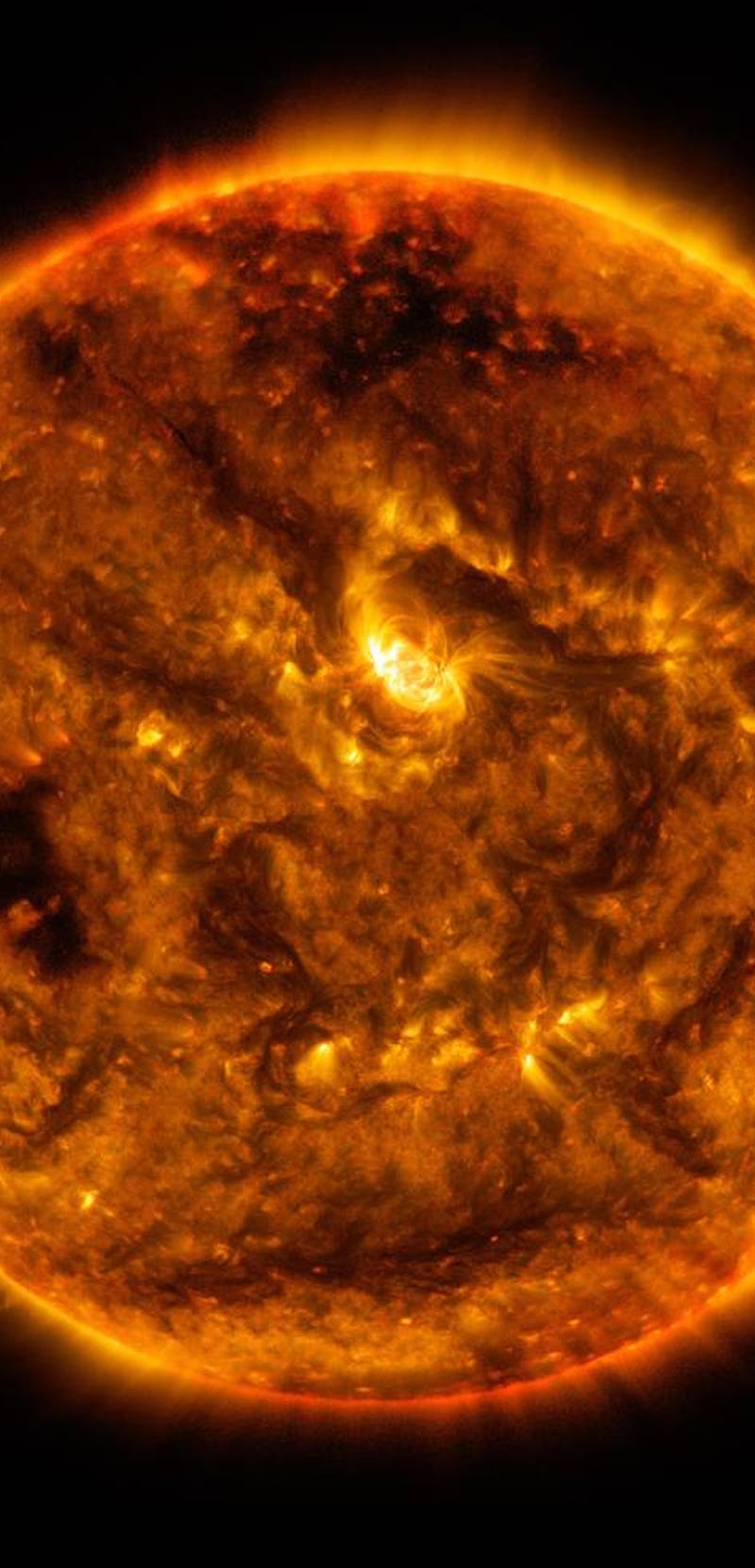 Sun emitting solar flare