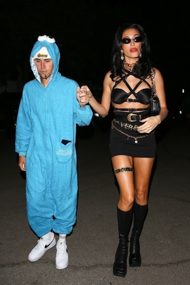 Justin and Hailey Bieber as Cookie Monster and a Versace Vampire Halloween 2022