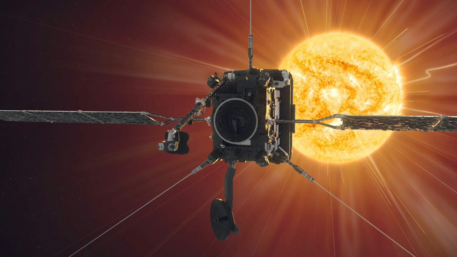 artist's rendering of Solar Orbiter approaching Sun