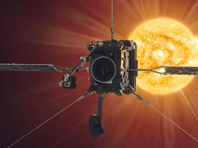 artist's rendering of Solar Orbiter approaching Sun