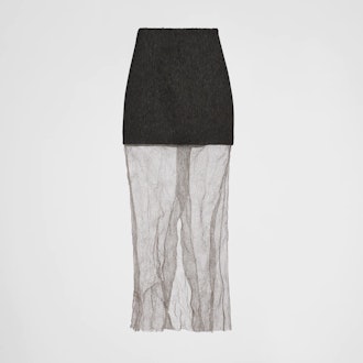 Cloth and Mesh Midi-Skirt