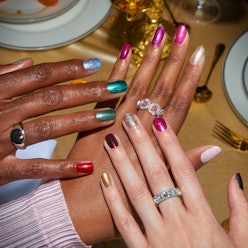 Colorful metallic nails