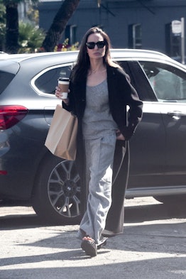 Angelina Jolie Wore a Black Crop Top and Baggy Trousers