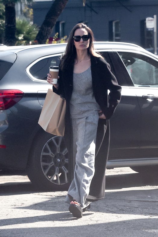 angelina jolie coord set while grocery shopping