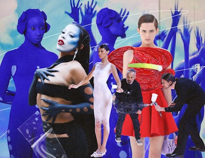 Collage of three models from the Paris Fashion Week