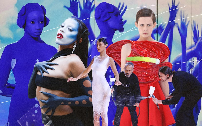 Collage of three models from the Paris Fashion Week