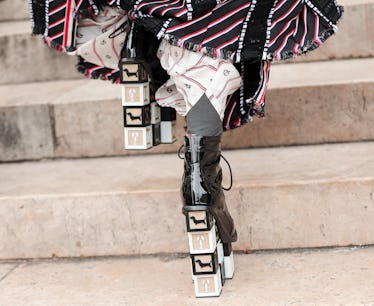 Erykah Badu's Thom Browne shoes with heels in the shape of toy blocks