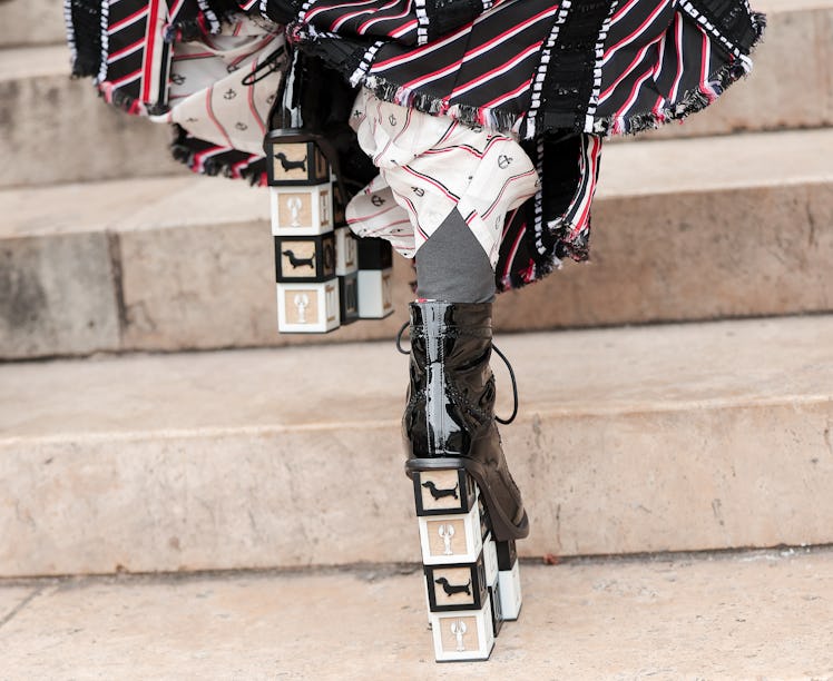 Erykah Badu's Thom Browne shoes with heels in the shape of toy blocks