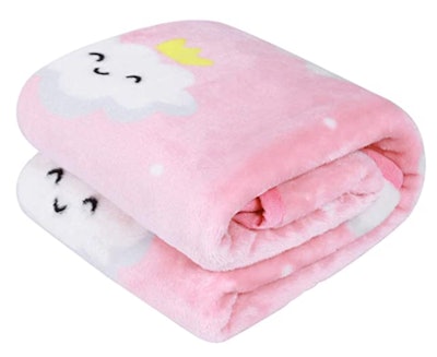 The TILLYOU Microfleece Throw in Pink Clouds is one of the best gifts for 2-year-olds. 
