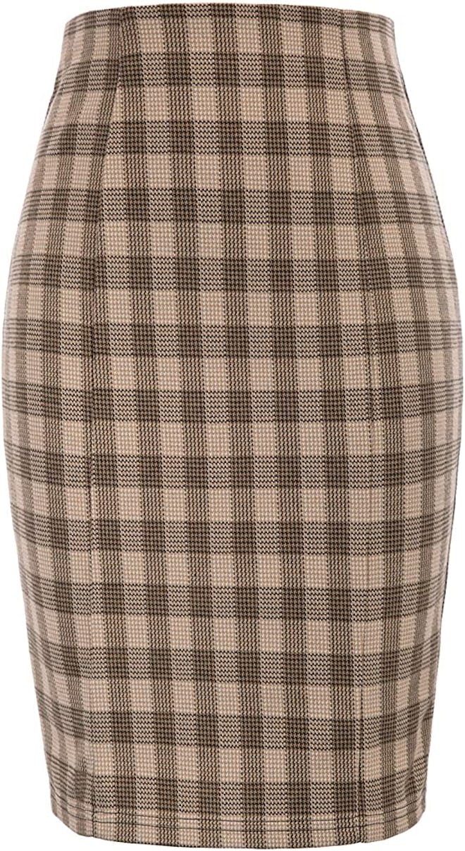 Done in a timeless plaid print that adds instant polish to a look, this Kate Kasin skirt is one of t...