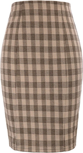 Done in a timeless plaid print that adds instant polish to a look, this Kate Kasin skirt is one of t...