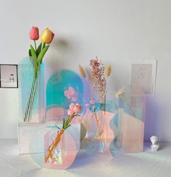 Iridescent Rainbow Acrylic Vases by Jojo By Joda ideal for dopamine gifting