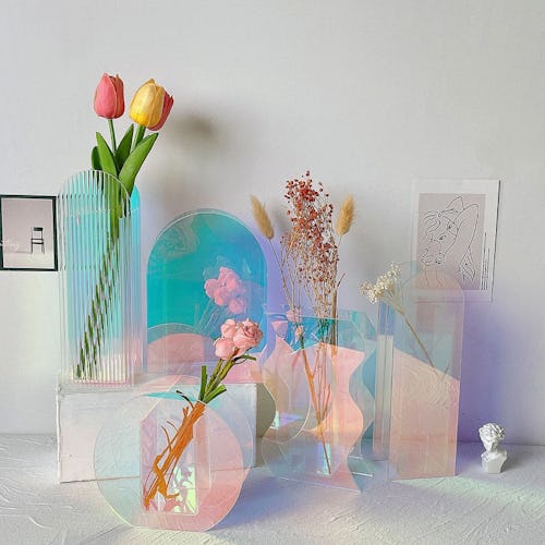Iridescent Rainbow Acrylic Vases by Jojo By Joda ideal for dopamine gifting