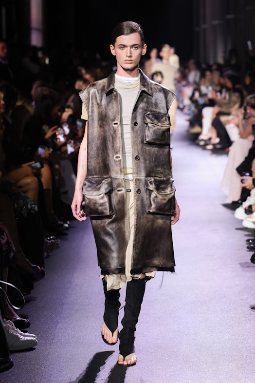 A model walks the runway during the Miu Miu Womenswear Spring/Summer 2023 show as part of Paris Fash...