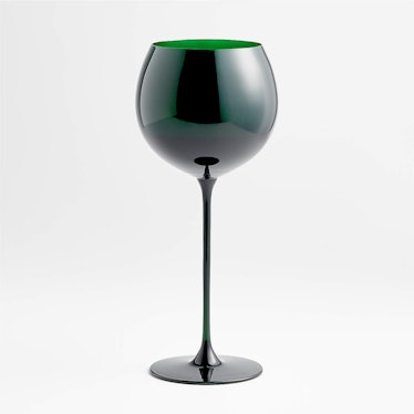 Camille Holiday Green Long-Stem Red Wine Glass