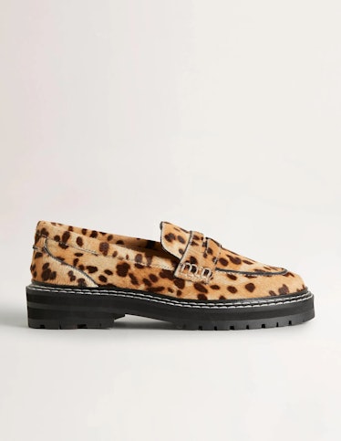 Boden chunky leopard loafers