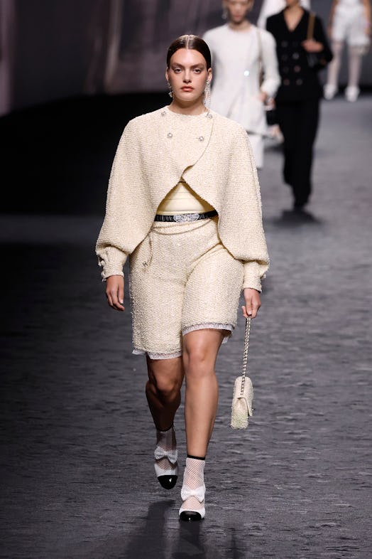 A model walks the runway during the Chanel Womenswear Spring/Summer 2023 show as part of Paris Fashi...