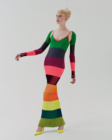 christopher john rogers Color Block Rib Knit Dress