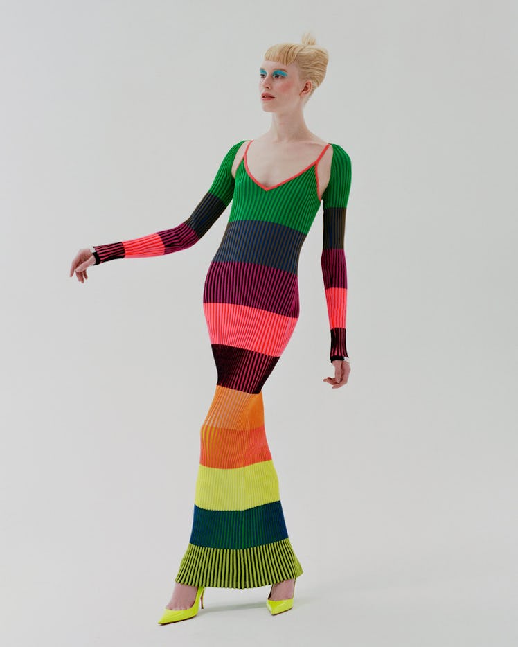 christopher john rogers Color Block Rib Knit Dress