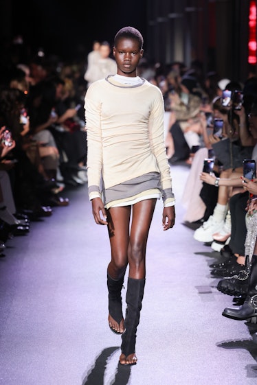 A model walks the runway during the Miu Miu Womenswear Spring/Summer 2023 show as part of Paris Fash...