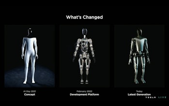 Progress timeline for Tesla's Optimus bot