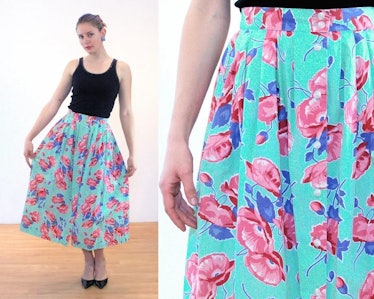 Stranger Things 80s Cotton Floral Full Skirt 