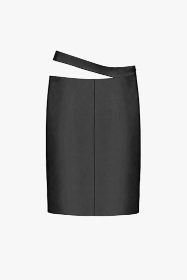 Kaia x Zara black leather cutout skirt