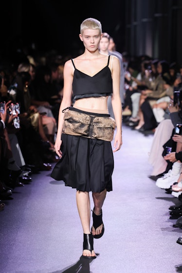 A model walks the runway during the Miu Miu Womenswear Spring/Summer 2023 show as part of Paris Fash...