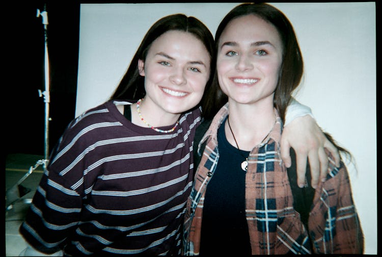 Railey and Seazynn on the set of High School.