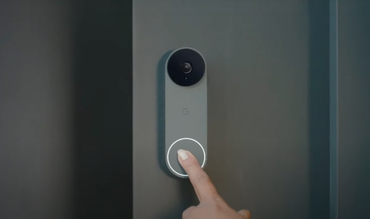 The new wired Nest Doorbell in grey. 