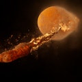 simulated image of the Moon forming from remnants of ancient celestial body Theia