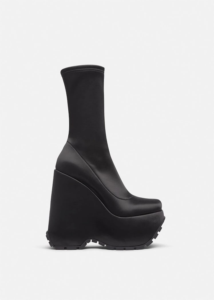 Versace black platform boots