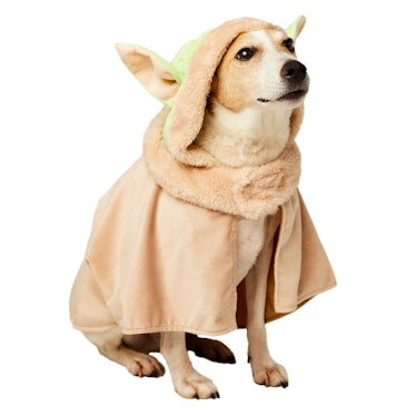 The Disney pet costumes for Halloween have a Baby Yoda costume on sale at ShopDisney.